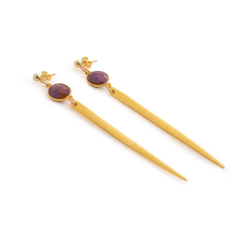 Jada Earrings Purple Bezel (Gold)
